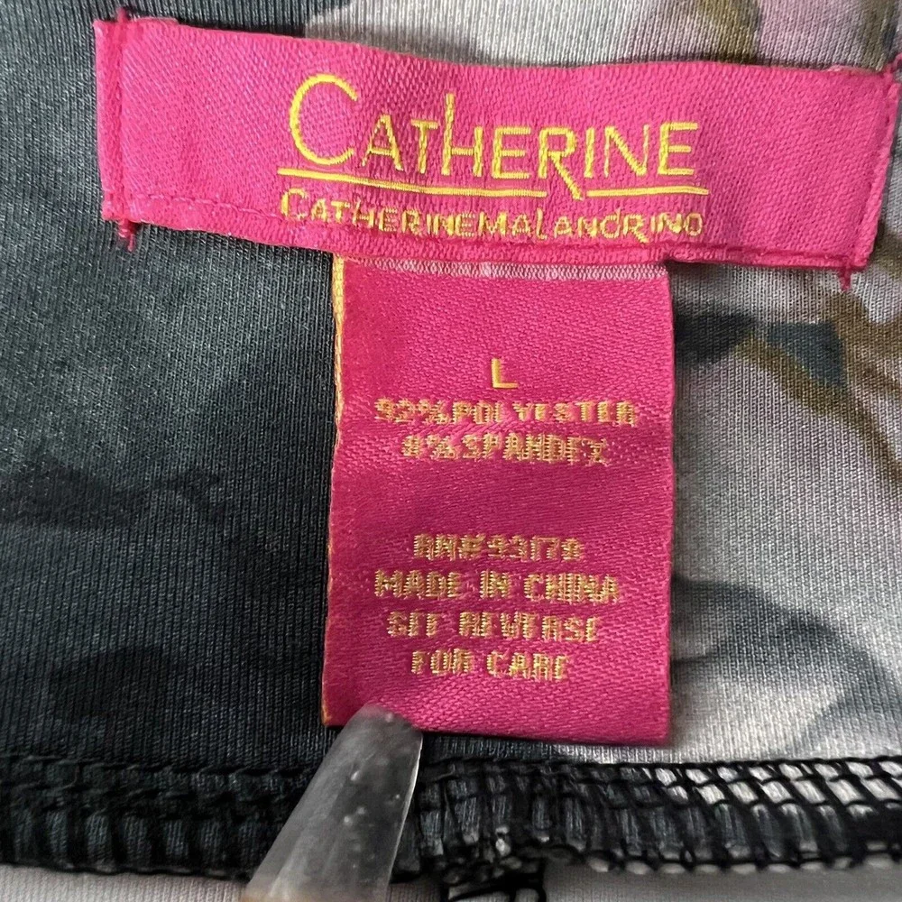 Catherine Malandrino Pencil Skirt Womens Large Black Floral High Waist Pull On